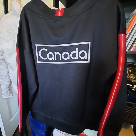 Hudson Bay Olympic Team Canada Black Top with Red & White Stripe on Sleeves. NWT - Picture 2 of 6